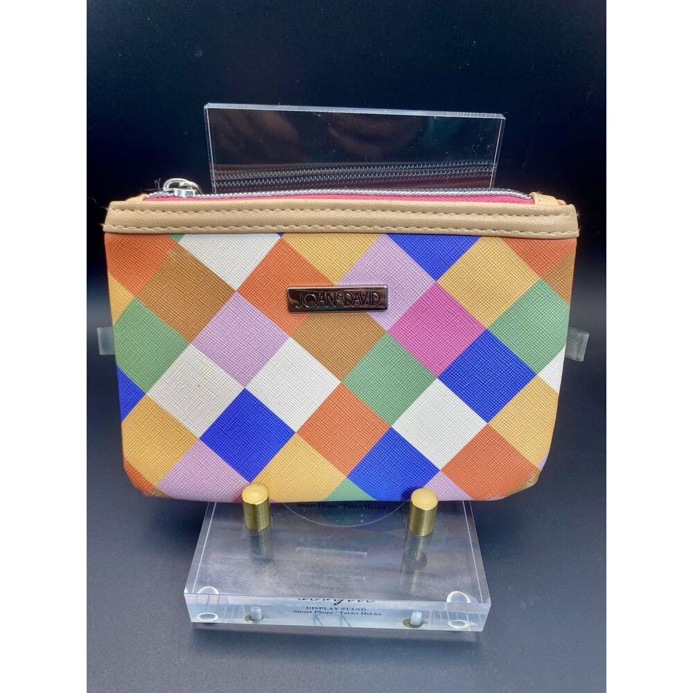 Joan and David multicolor plaid clutch make-up bag